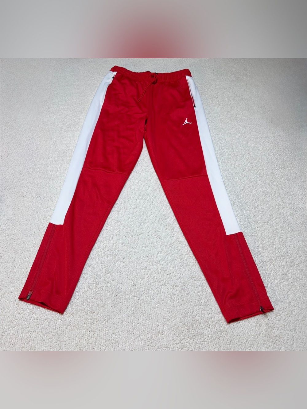 Jordan Red White Zip Hem Track Pants Mens Medium
